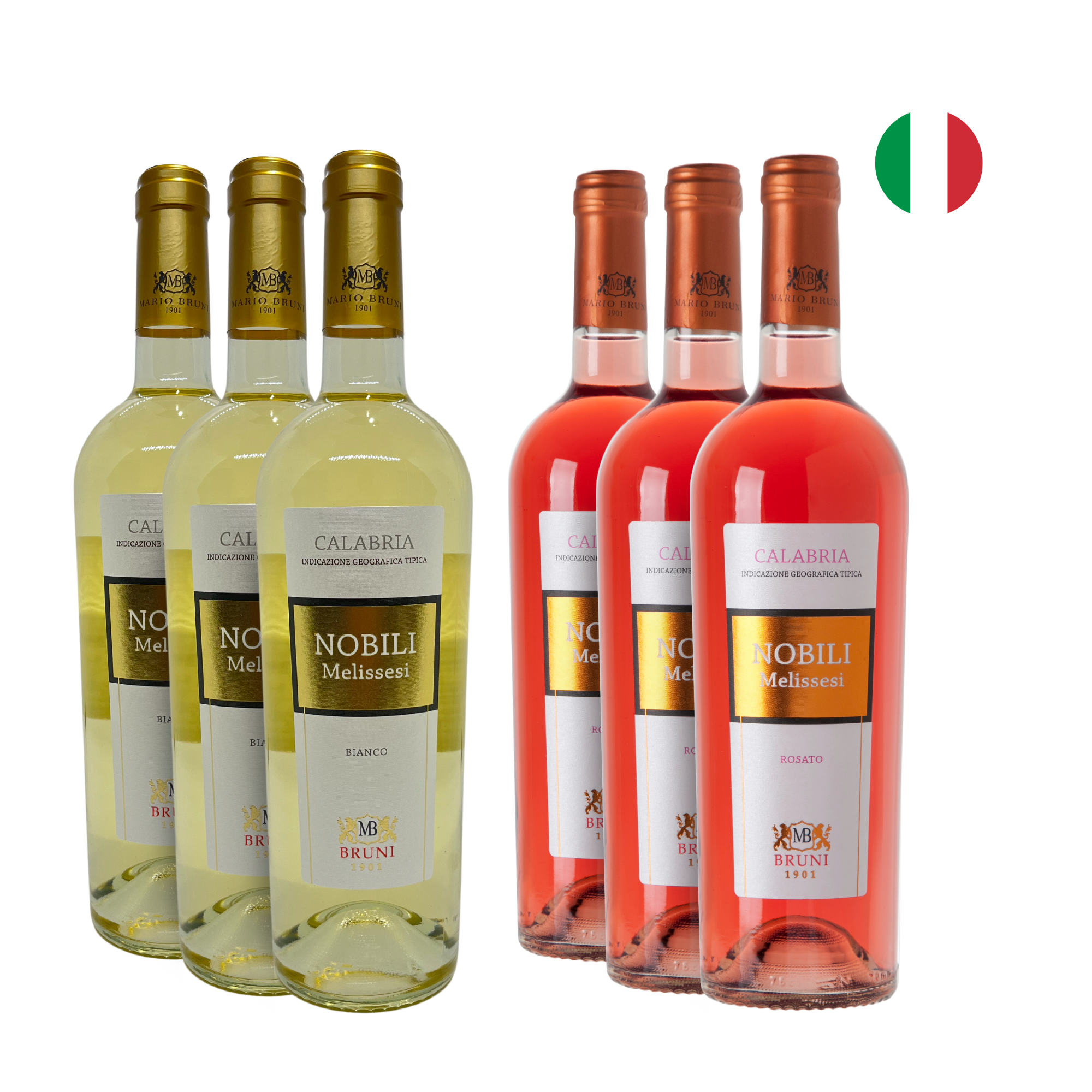 Kit Cantine Bruni com 3 Vinhos IGT Nobili Melissesi Bianco + 3 Vinhos IGT Nobili Melissesi Rosato