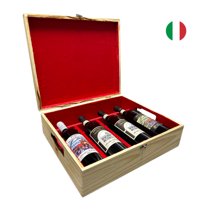 Kit Caixa de Madeira com 4 Vinhos Abbadia Ardenga