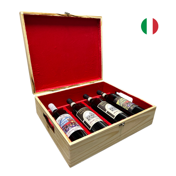 Kit Caixa de Madeira com 4 Vinhos Abbadia Ardenga