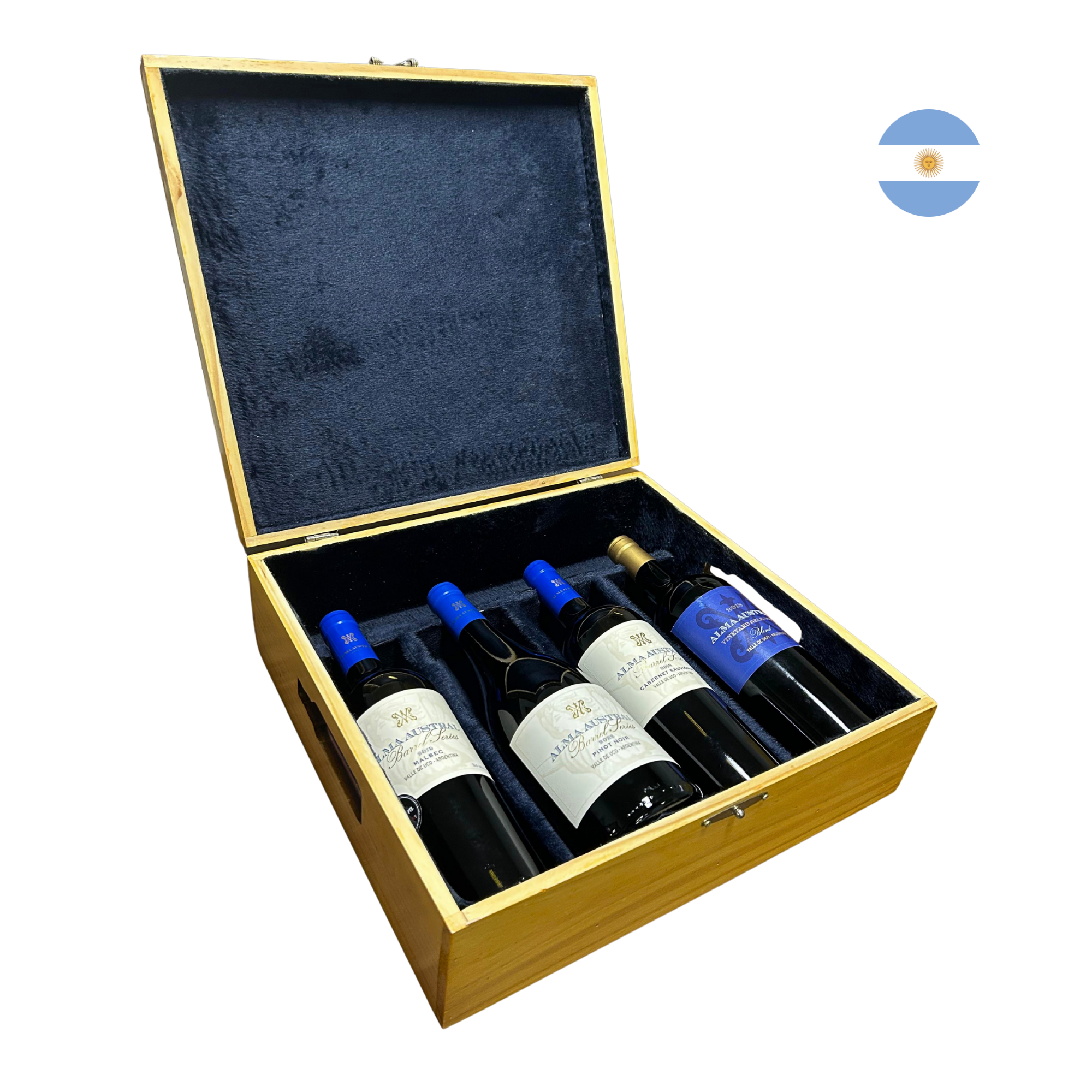 Kit Caixa de Madeira com 4 Vinhos Alma Austral