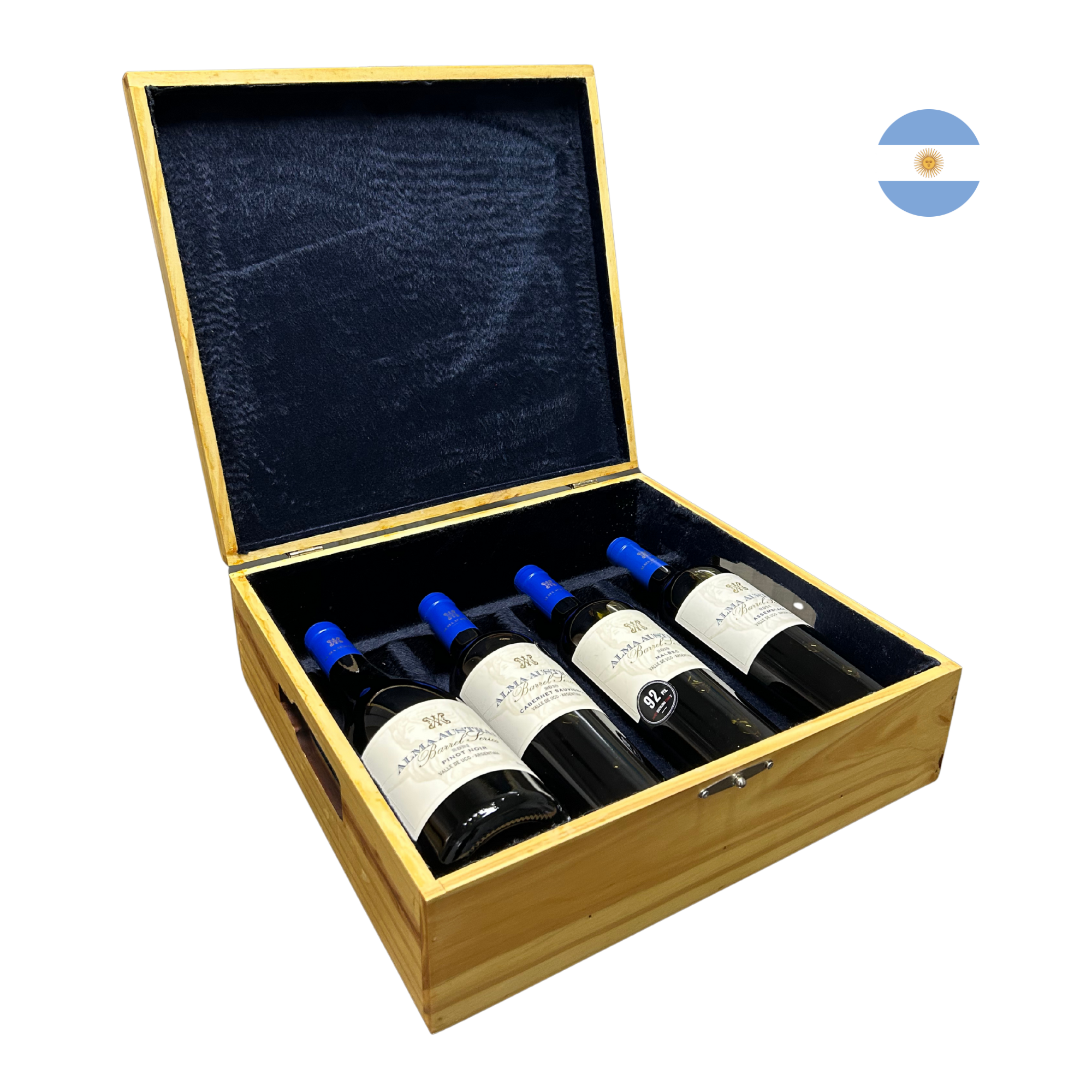 Kit Caixa de Madeira com 4 Vinhos Alma Austral Barrel Series