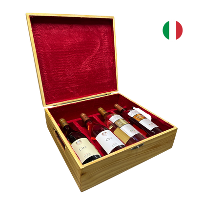 Kit Caixa de Madeira com 2 Vinhos Brancos e 2 Vinhos Rosé Cantine Bruni